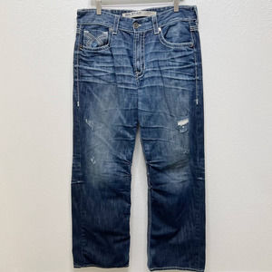 Big Star Mens Sz 36x34 Voyager Loose Fit Distressed Rigid Denim Jeans Blue 36L